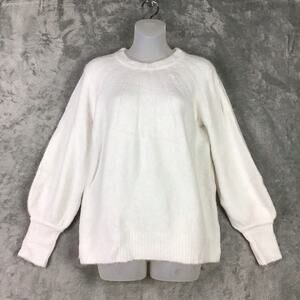 Caslon Women’s Cream Rib Yoke Pullover Sweater Long Sleeve Size Medium NWT
